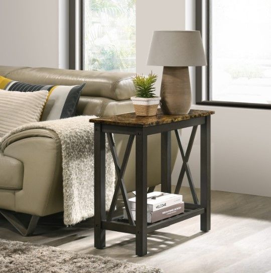 New Classic® Home Furnishings Eden Black Chairside Table with Espresso Top -3