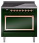 Ilve® Nostalgie II Noblesse 36'' Emerald Green Pro Style Induction Range with Copper Trim-0