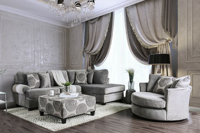 Furniture of America® Bonaventura Gray Accent Chair-1