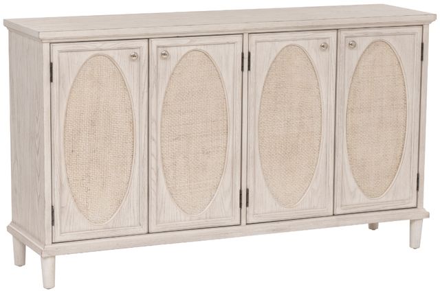 Linon Antique White Oval 4-Door Credenza-0