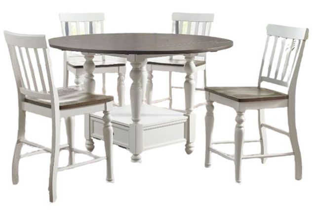 Steve Silver Co. Joanna 5-Piece Mocha Drop-Leaf Counter Set with Ivory Base-0