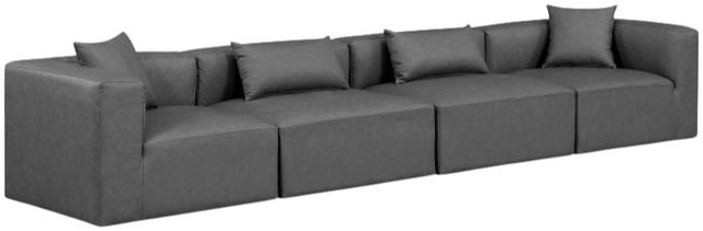 Meridian Furniture Cube 4-Piece Gray Vegan Leather Sofa -0
