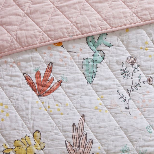 Olliix by Urban Habitat Kids Desert Bloom Cotton Reversible Red Multi Twin Coverlet Set-3