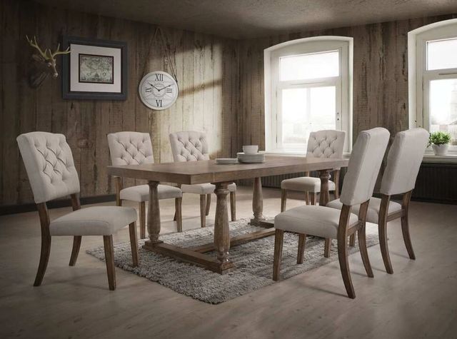 ACME Furniture Bernard 2-Piece Beige/Weathered Oak Side Chair Set-1