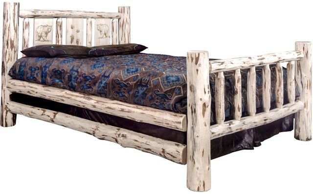 Montana Woodworks® Montana Collection Ready to Finish Queen Bed with Laser Engraved Bear Design-0