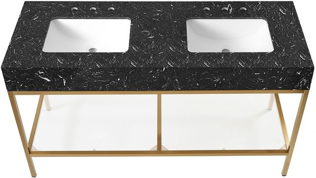 Meridian Furniture Marmo Black/Brushed Brass 60" Bathroom Vanity-3
