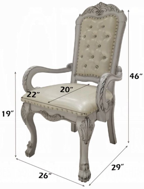 ACME Furniture Dresden 2-Piece Bone White Arm Chair Set-2
