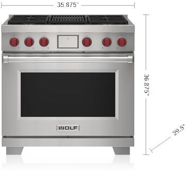 Wolf® 36" Stainless Steel Pro Style Dual Fuel Range-1