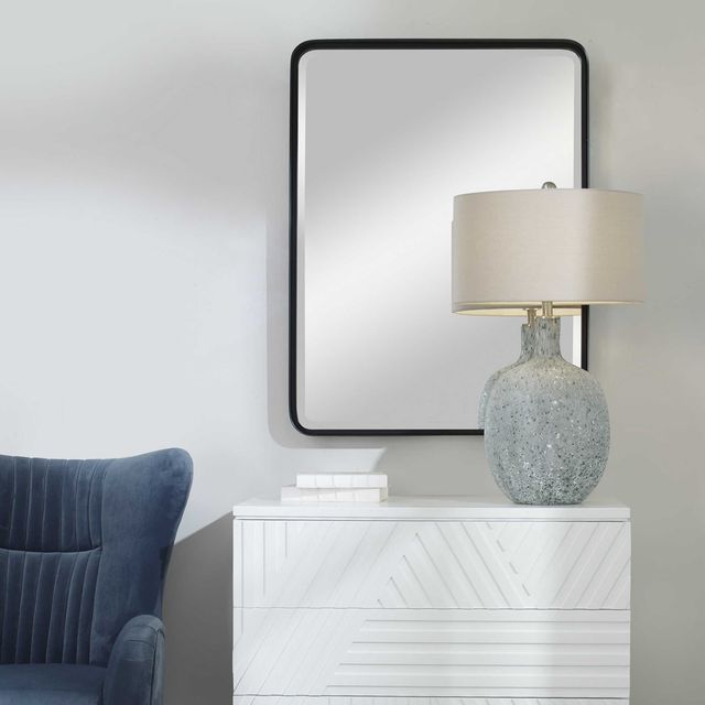 Uttermost® Crofton Satin Black Large Mirror-1