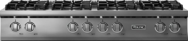 Viking 5 Series 48” Stainless Steel 8-Burner Liquid Propane Rangetop with Polished Chrome Trim-0