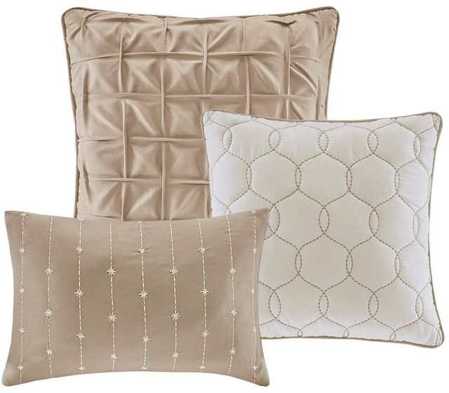 Olliix by Madison Park 7 Piece Taupe King Walter Printed Seersucker Comforter Set-1