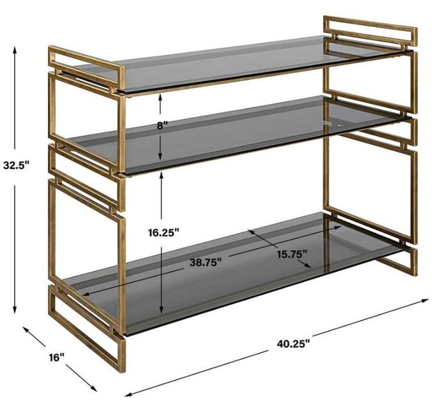 Uttermost® Stacked Up Smoke Gray Console Table with Lightly Antique Gold Frame-2
