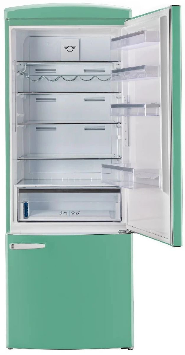 Unique® Appliances Classic Retro 28" 17 Cu. Ft. Ocean Mist Turquoise Counter Depth Bottom Freezer Refrigerator-3