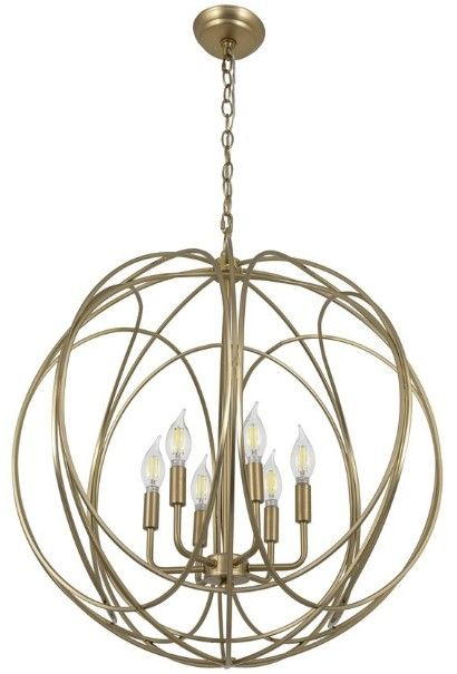 YHD Satin Brass 6-Light Chandelier-3