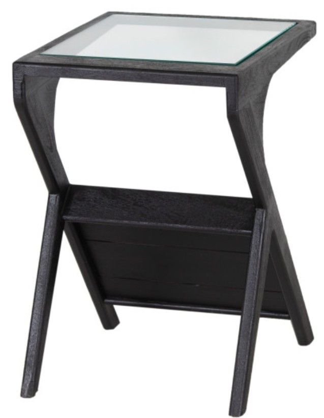 Porter International Designs Canberra Glass Top Recliner Table with Black Base-3