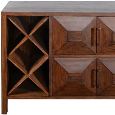 StyleCraft Norman Wyatt Brown Buffet with Twin Wine Bottle Storage Bins-1