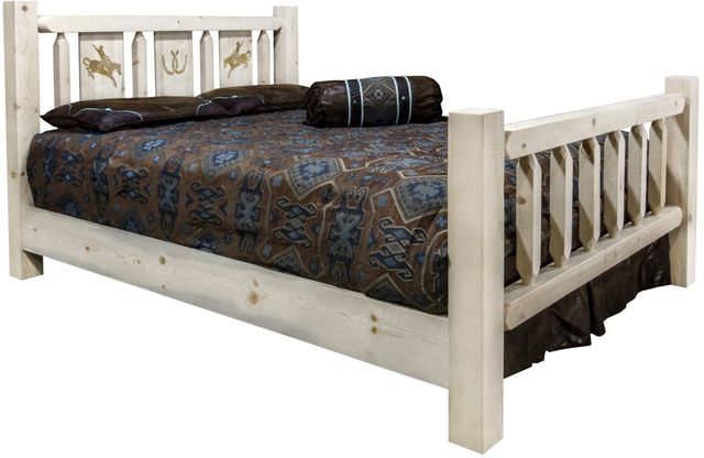 Montana Woodworks® Homestead Ready to Finish Full Bed with Laser Engraved Bronc Design-0