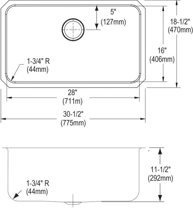 Elkay Lustertone® Classic Lustrous Satin 30-1/2" x 18-1/2" x 11-1/2" Single Bowl Undermount Sink-3