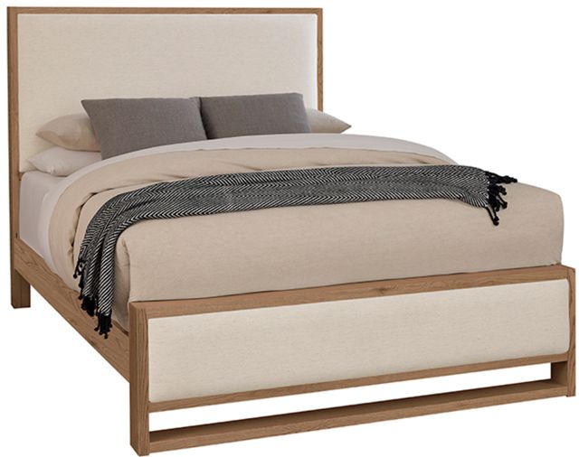 Vaughan-Bassett Lodge & Loft Blond Oak/Ivory Cream California King Upholstered Panel Bed-0