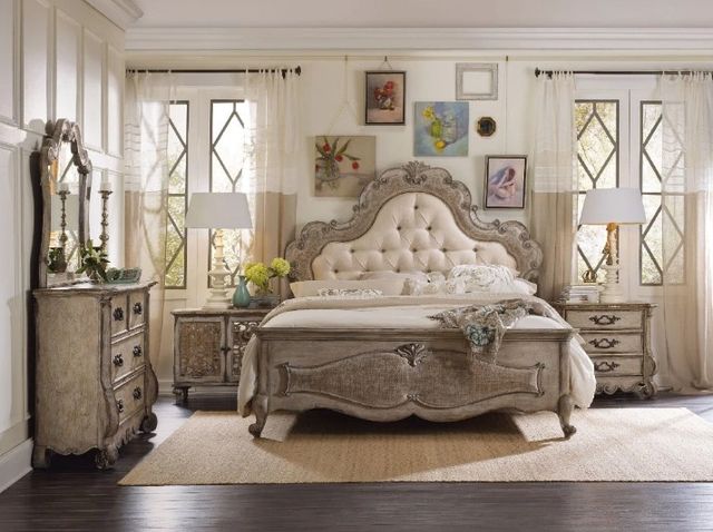Hooker® Furniture Chatelet Antique Linen/Turtle Dove Queen Upholstered Panel Bed-1