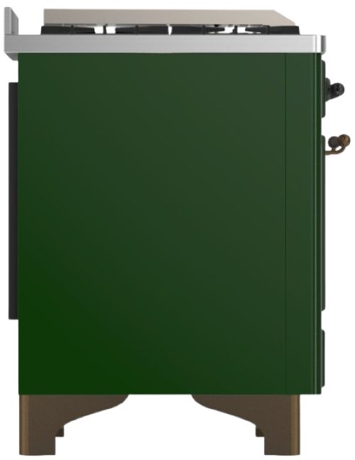 Ilve® Majestic III 36" Emerald Green Pro Style Dual Fuel Natural Gas Range with Solid Door and Burnished Trim-3