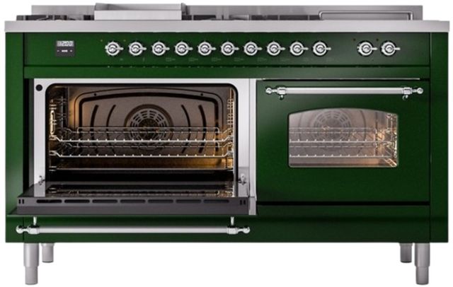 Ilve® Nostalgie II Series 60" Emerald Green Pro Style Dual Fuel Range-3