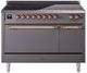 Ilve® Nostalgie II Series 48" Graphite Matte Pro Style Induction Range with Cooper Trim-0