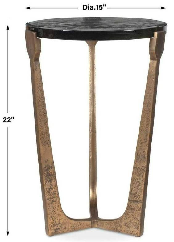 Uttermost® Bohdi Cast Glass Top Indoor-Outdoor Accent Table with Antique Brass Aluminum Base-2
