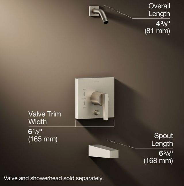 KOHLER® Honesty® Rite-Temp® Vibrant Brushed Nickel Bath and Shower Trim Kit with Push-Button Diverter-2