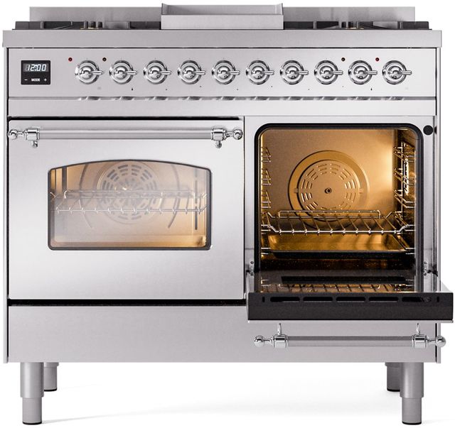 Ilve® Nostalgie II Series 40" Stainless Steel Pro Style Dual Fuel Range-3