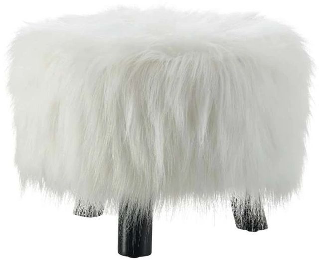 Linon Dase White Faux Fur Stool-0
