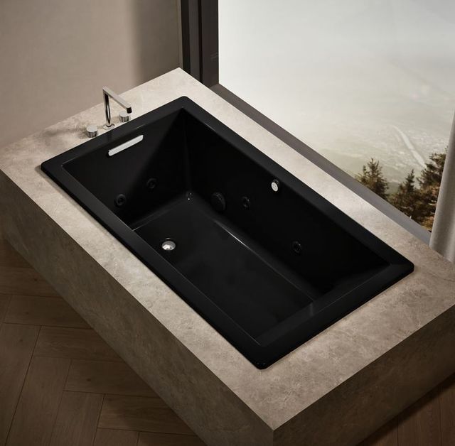 KOHLER® Underscore® Black 66" X 36" Drop-In/ Undermount Heated Bubblemassage™ Air Bath with Whirlpool-1