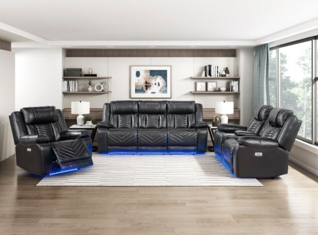 Homelegance® Huron Black Power Recliner with Charging Ports-1