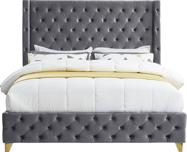 Meridian Furniture Savan Gray King Upholstered Panel Bed-1