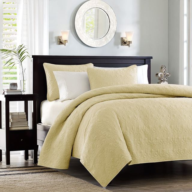 Olliix by Madison Park Yellow King/California King Quebec Reversible Coverlet Set-1
