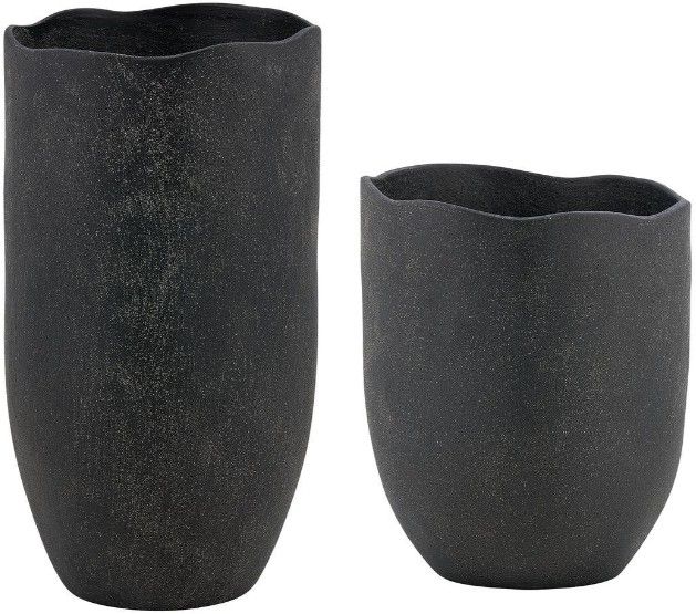 Uttermost® Komorebi 2-Piece Matte Black Vase Set-2