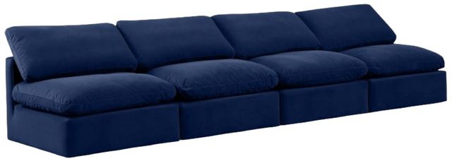 Meridian Furniture Indulge 4-Piece Navy Armless Velvet Sofa-0