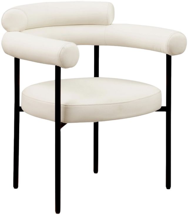 Meridian Furniture Blake Cream/Matte Black Upholstered Dining Arm Chair-0