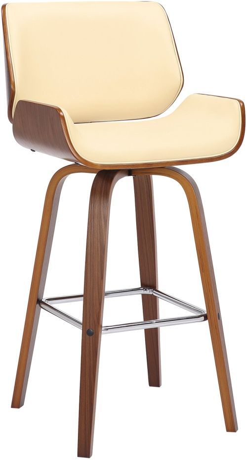 Armen Living Tyler Cream/Walnut Swivel Counter Stool-1