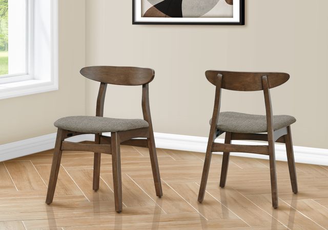 Monarch Specialties Inc. 2-Piece Brown 30" Dining Chair Set with Brown Walnut Legs and Back-1