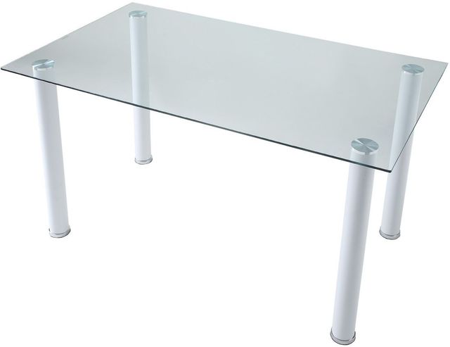 Homelegance® Florian Glass Top Dining Table with White Metal Legs -3