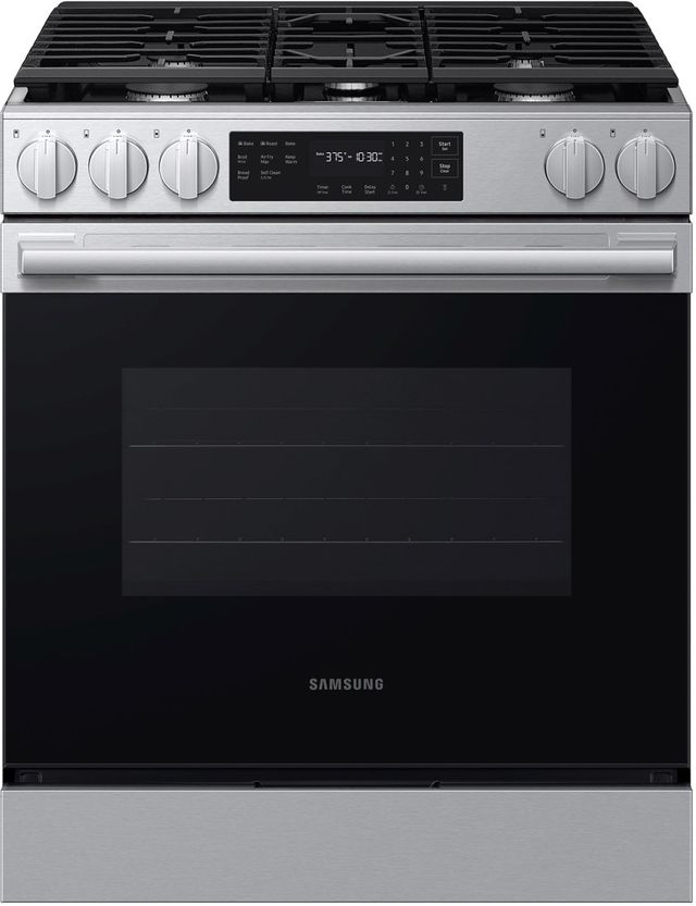 Samsung Bespoke 30" Stainless Steel Smart Slide-In Gas Range with No-Preheat Air Fry Max-0