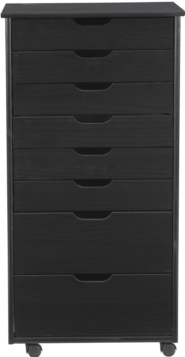 Linon Rudy Black 8-Drawer Rolling Storage Cart-2