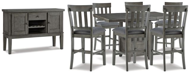 Signature Design by Ashley® Hallanden 8-Piece Gray Counter Height Dining Room Set-0