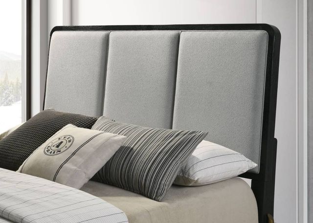 Coaster® Arini Black/Grey Queen Panel Bed with Upholstered Headboard-3