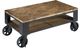 Magnussen Home® Pinebrook Distressed Natural Pine Starter Cocktail Table with Black Metal Casters-0