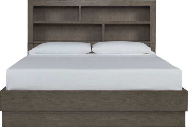 Benchcraft® Anibecca Weathered Gray Queen Bookcase Bed-2