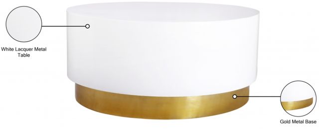 Meridian Furniture Deco White Coffee Table with Gold Base-2