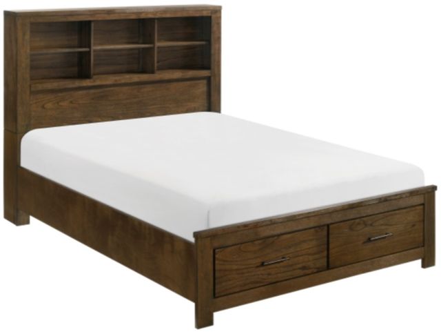 Homelegance® Sullivan Wire Brushed Oak California King Storage Platform Bookcase Bed-0