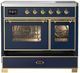 Ilve® Majestic III 40" Midnight Blue Pro Style Induction Range with Triple Glass Door and Brass Trim-2